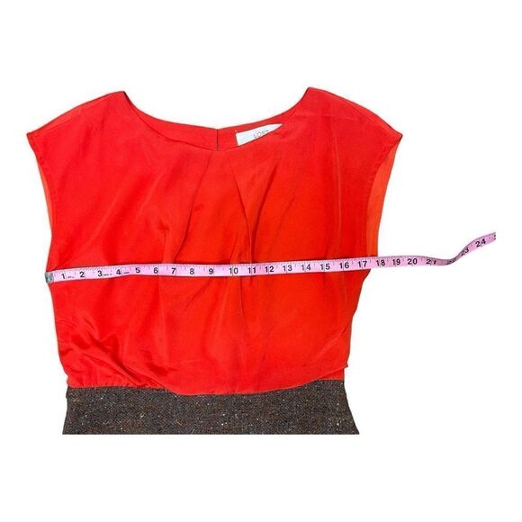 Loft Contrast Wool Burnt Orange Feminine Tweed Dress Sz 6P Office Classic EUC - Picture 4 of 7